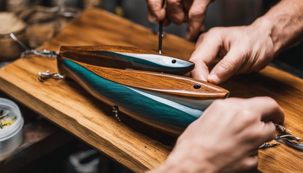 wooden fishing lure construction